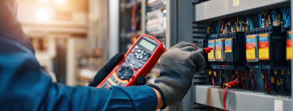 An electrician working.
